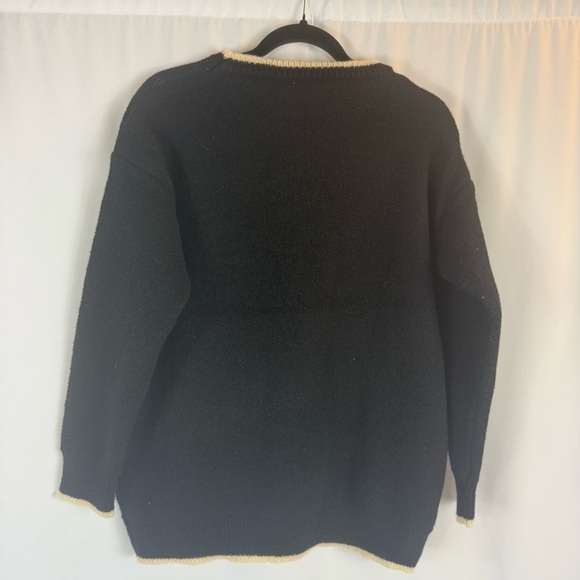 JustFab Black and Cream Knit Sweater Size: M teddy bear sweater - Picture 8 of 11